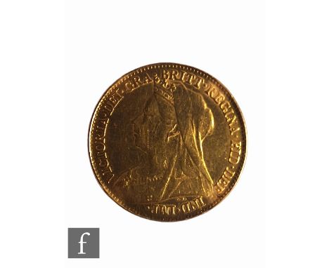 A Victoria half sovereign, 1896, reverse George &amp; Dragon.