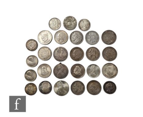 Various foreign coinage to include examples from the Netherlands, Belgium, France and Germany, includes two and half guilders