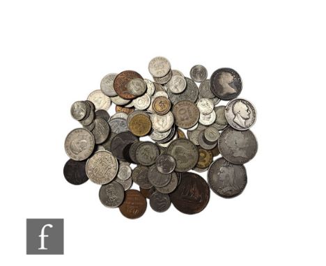 Various Anne to George VI coinage to include crowns dated 1819 and 1889, half crowns dated 1707 and 1836, and silver, nickel 