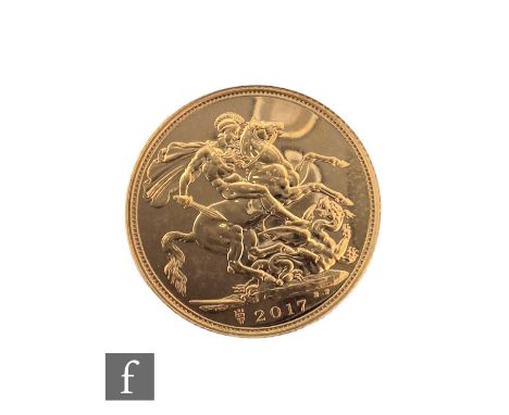 An Elizabeth II 2017 sovereign, reverse St George &amp; Dragon. 