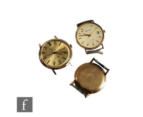 A 9ct hallmarked gentleman's Rotary wrist watch, weight 30g, with a 9ct Geneve watch and a 9ct watch case, total weight 18g, 