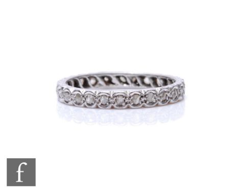 A platinum diamond set full eternity ring, weight 3.5g, ring size S. 