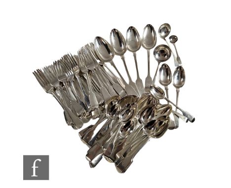 A parcel lot of Georgian and later assorted hallmarked silver flatware to include dessert forks and spoons, tea and table spo