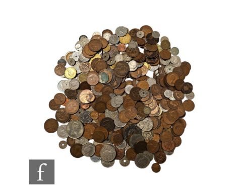 Assorted George V to Elizabeth II florins, threepences, nickel and copper coinage, weighable silver 5oz. (qty) 