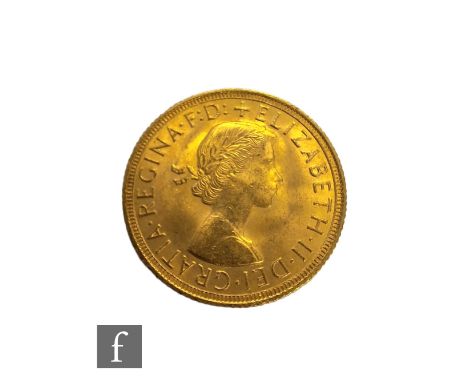 An Elizabeth II 1959 sovereign, reverse St George &amp; Dragon. 