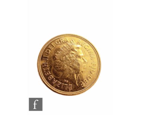 An Elizabeth II 2012 sovereign, reverse special design of St George &amp; Dragon to mark the Queen's Diamond Jubilee.