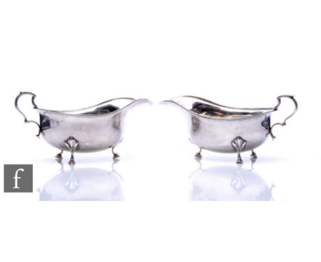 A pair of George V silver hallmarked sauce boats, Birmingham 1922,&nbsp;Adie Brothers Ltd, height 6.5cm, total weight 7.2oz. 