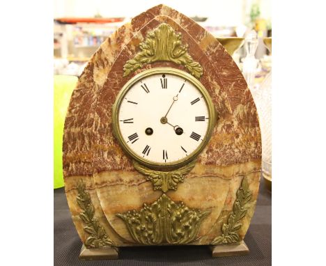 Victorian bud shaped case in Salome marble with gilt decoration lacking glass. P&amp;P Group 3 (£25+VAT for the first lot and