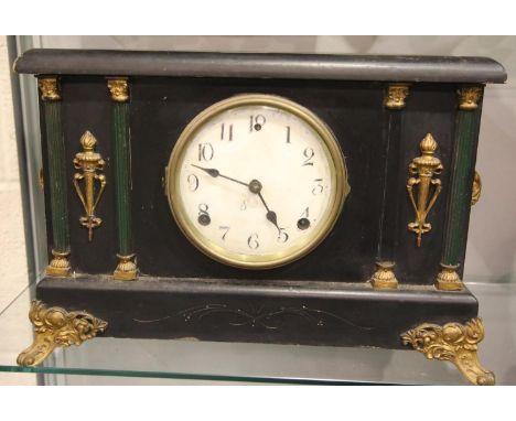 Wooden cased mechanical chiming clock. Not available for in-house P&P, contact Paul O'Hea at Mailboxes on 01925 659133Conditi