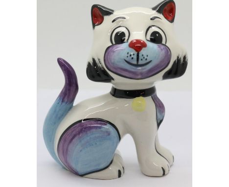 Lorna Bailey cat Queenie, H: 13 cm. P&P Group 2 (£18+VAT for the first lot and £3+VAT for subsequent lots)Condition Report: N