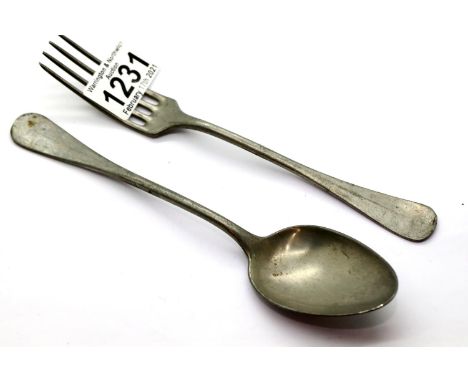 WWII German 3rd Reich R.A.D (German Workers Party) Factory Canteen Fork and spoon. P&amp;P Group 1 (£14+VAT for the first lot