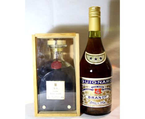 Boxed bottle of Jules F Robin XO Cognac and a bottle of Guignard brand. P&amp;P Group 3 (£25+VAT for the first lot and £5+VAT