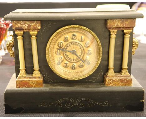American ebonised pine cased mantel clock c1900 pendulum. Not available for in-house P&amp;P, contact Paul O'Hea at Mailboxes