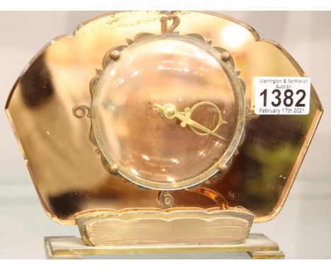 Peached mirrored mechanical mantel clock. Not available for in-house P&P, contact Paul O'Hea at Mailboxes on 01925 659133Cond