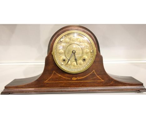 Ansonia mantel clock c1880 brass face with pendulum and key, 51 x 22cm. Not available for in-house P&P, contact Paul O'Hea at