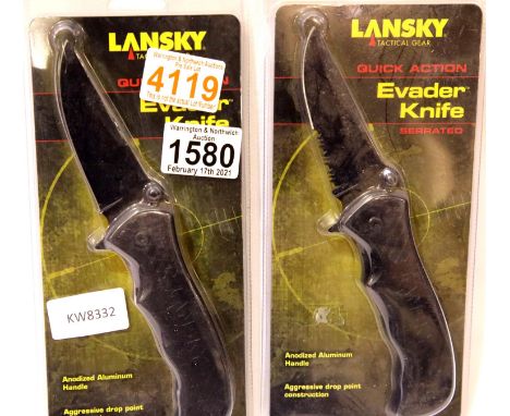 Two new cased Lansky Evader knives, blade L: 8 cm. P&amp;P Group 2 (£18+VAT for the first lot and £3+VAT for subsequent lots)