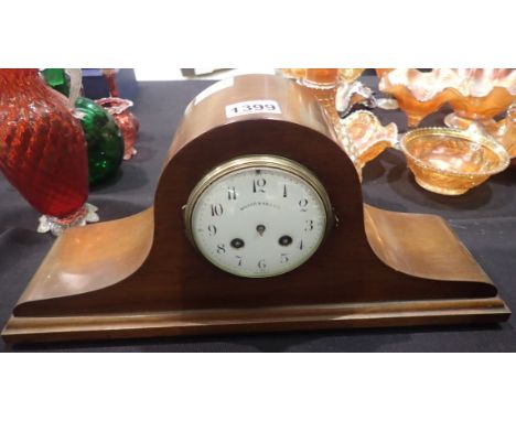 Napoleon cased Japy Frères mantel clock marked Walker and Hall Ltd with key and pendulum, working at lotting up and two other