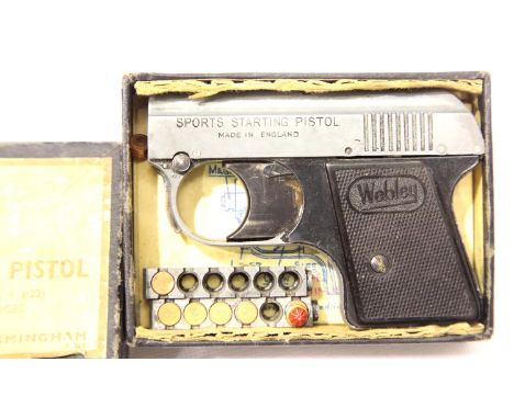 Vintage boxed Webley Sports starting pistol, with instructions, blanks and original receipt. P&amp;P Group 1 (£14+VAT for the