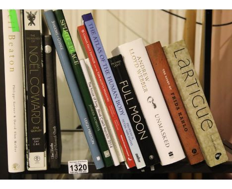 Shelf of mixed books, including Cecil Beaton biography and Noel Coward. Not available for in-house P&amp;P, contact Paul O'He