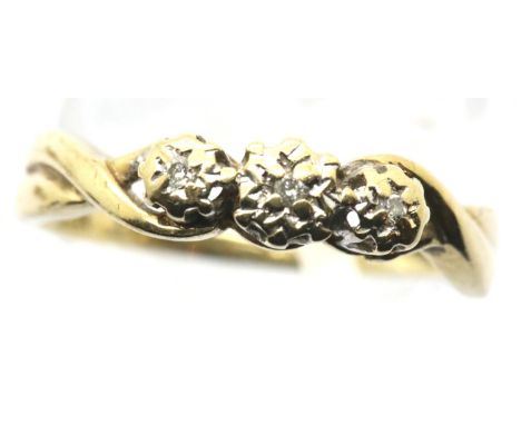 9ct gold diamond ring, size M, 1.6g. P&amp;P Group 1 (£14+VAT for the first lot and £1+VAT for subsequent lots) 
