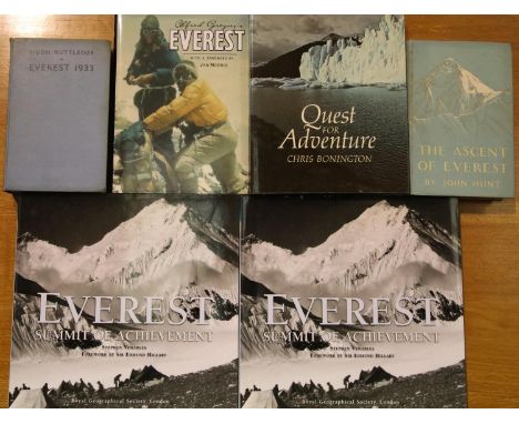 Mountaineering books, two copies of Everest, Summit of Achievements, signed copy of Alfred Gregory Everest, Hugh Ruttledge Ev