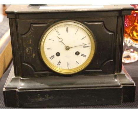 Slate mantel clock face marked Tiffany and company New York with pendulum. Loose top not striking clock run. P&amp;P Group 3 