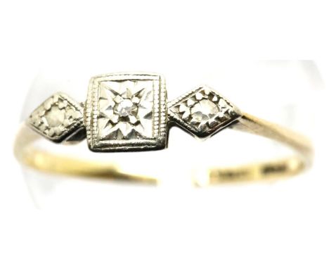 9ct gold diamond ring, size L, 1.6g. P&amp;P Group 1 (£14+VAT for the first lot and £1+VAT for subsequent lots) 
