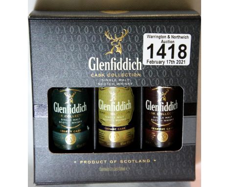 Boxed Glenfiddich single cask collection miniatures. P&amp;P Group 2 (£18+VAT for the first lot and £3+VAT for subsequent lot