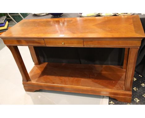 Contemporary single drawer hardwood console table, 127 x 46 x 78 cm. Not available for in-house P&amp;P, contact Paul O'Hea a