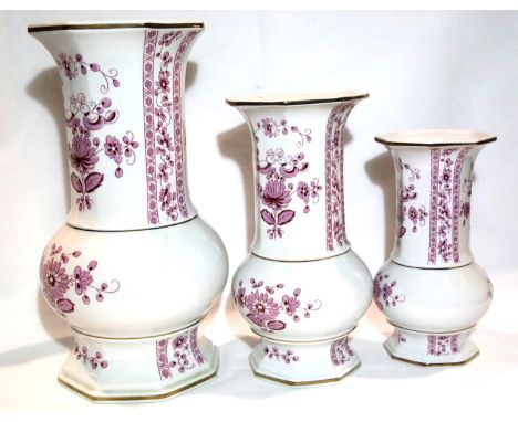 Three graduated German vases. P&amp;P Group 3 (£25+VAT for the first lot and £5+VAT for subsequent lots) 