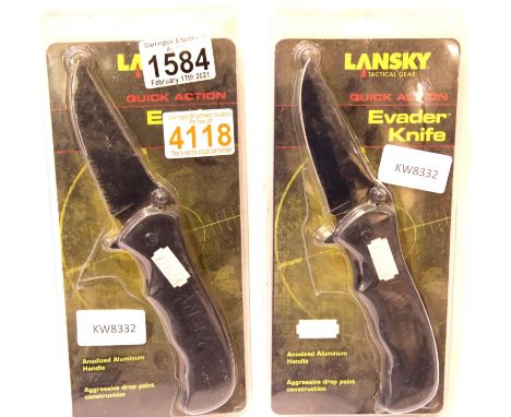Two new cased Lansky Evader knives, blade L: 8 cm. P&amp;P Group 2 (£18+VAT for the first lot and £3+VAT for subsequent lots)