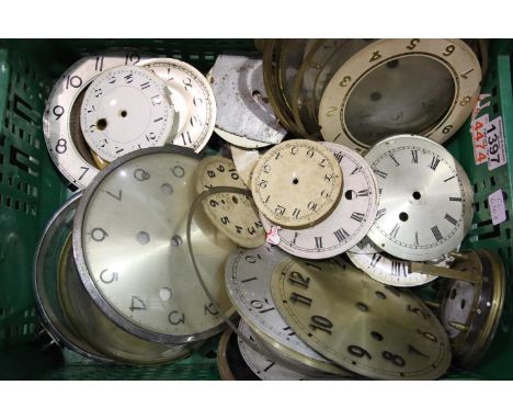 Box of clock faces, bezels, chapter rings etc. P&amp;P Group 3 (£25+VAT for the first lot and £5+VAT for subsequent lots) 