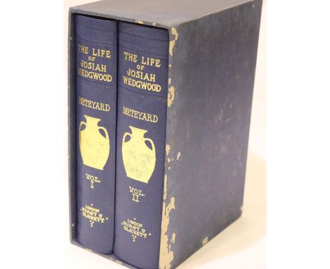 The Life of Josiah Wedgwood volumes I &amp; II by Eliza Meteyard, limited edition of 1000, 1980. Slip case poor, books in goo