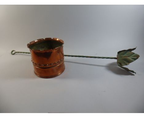 A Copper Boiler Converted to Jardiniere with Light Fitting
