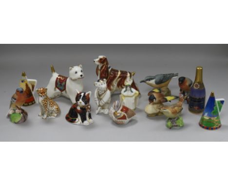 A collection of Royal Worcester birds and snuffers