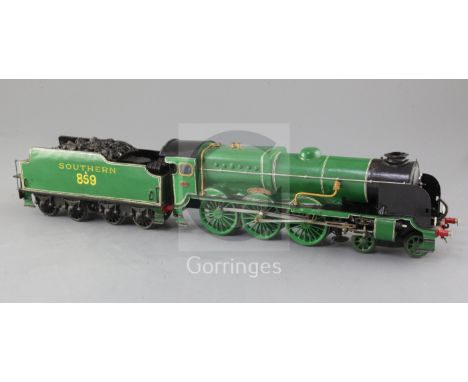 A scratch built O gauge 4-6-0 Southern Nelson Class "The Lord Hood" tender locomotive, number 859, green livery, 3rd rail, ov