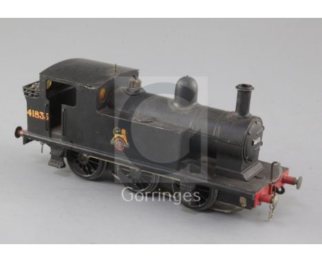 A Leeds Model Co O gauge 0-6-0 BR Jinty Class locomotive, number 41835, black livery, ball race on axle, 22cm, needs attentio