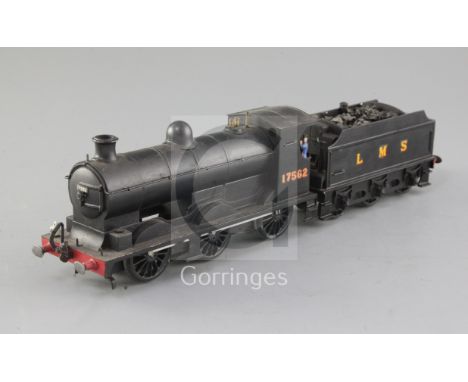 A Leeds Model Co O gauge 0-6-0 tender locomotive, LMS number 17562, black livery, 3 rail, overall 38cm