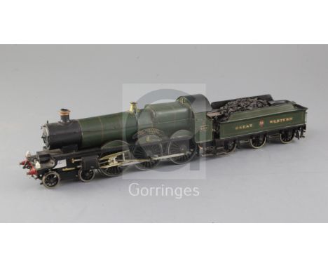 A scratch built GWR "The Somerset Light Infantry" 4-6-0 tender locomotive, number 4016, green livery, 2 rail, overall 46cm