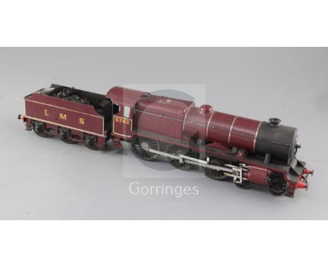 A scratch built O gauge 4-6-0 tender locomotive, number 5742, LMS crimson livery, 3 rail, overall 46cm