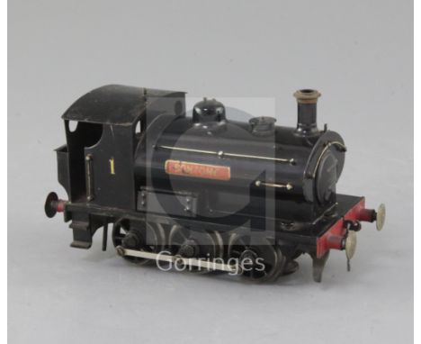 A Bonds 0-6-0 O gauge Bonzone saddle tank No.1 industrial locomotive, black livery, 3 rail, 15cm