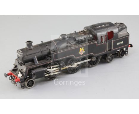 A scratch built O gauge 2-6-4 locomotive BR Standard 4MT, number 80116, black livery, overall 34cm