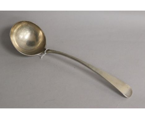 An Edwardian silver Old English pattern soup ladle, Wakely & Wheeler, London, 1904, 31.7cm.