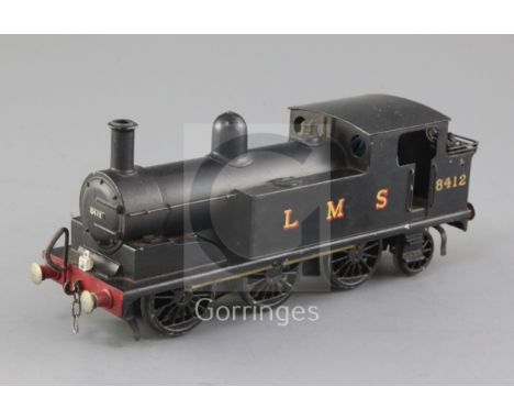 A Leeds Model Company LMS 'O' gauge 0-6-2 locomotive, number 8412, black livery, 23cm