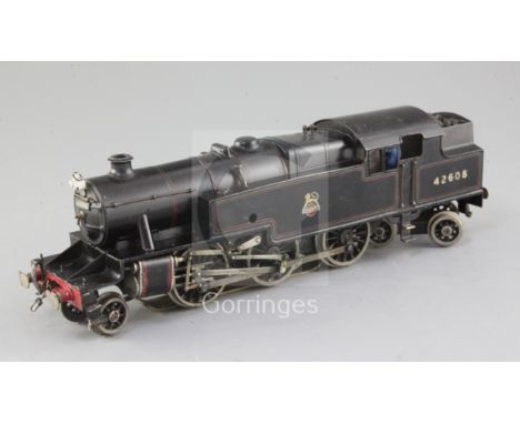 A Bassett-Lowke O gauge 2-6-4 LMS Class 4 tank locomotive, number 42608, black livery, overall 33cm