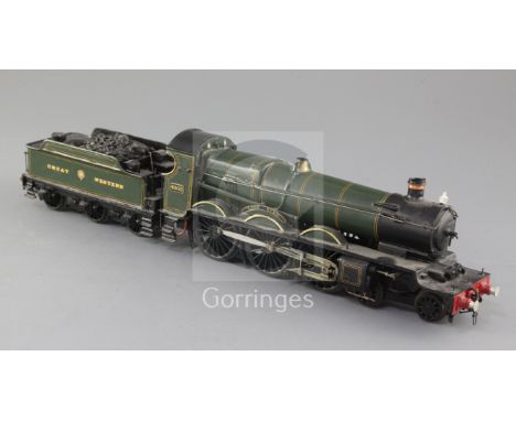 A scratch built O gauge 4-6-0 GWR Star Class green livery tender locomotive, fine scale, "The Lode Star", 3 rail with skate, 