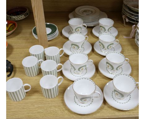 A Susie Cooper 26 piece 'Assyrian' motif tea set and a Susie Cooper 12 piece coffee set, cups decorated with vertical 90cm