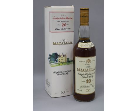 A bottle of McCallan 10 year old Scotch whisky