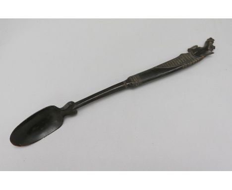 An unusal 19th Century horn spoon or ladle, possibly sailor made