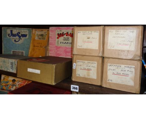 Seven old wooden jigsaws, three GWR, Chad Valley and two rare push-to-fit with non interlocking numbered pieces, 'ALL PART OF